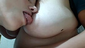 Brunette Licks and Bites Nipples to Lesbian Orgasm