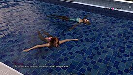 Watch Mark Dive into Pool Games with His Stepsister and Friends in Dorm Hentai Action!