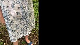 Milf Wife Wanks Hairless Cock Outdoors In The Forest