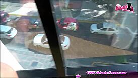 polizistin anal am fenster with skinny milf in wild scene.