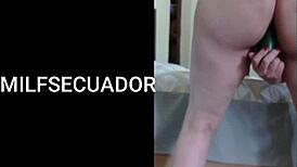 Big ass milf latina solo with food