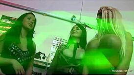 Two lucky guys bang three sluts at once with blowjobs and riding 😈