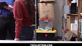 Skinny Shoplifter Kenzi Ryans Bangs Officer in Taboo Office Deal