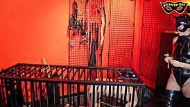 Painful Predicament Bondage Locked in Cage With Brutal Femdom. Damn, It Hurts!