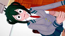 Froppy in uniform gets a naughty handjob from the nurse.