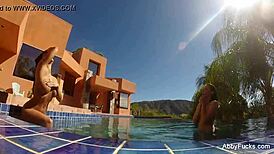 Abigail Mac Relaxes by the Pool in Nude Fun