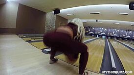 Busty blonde amateur enjoys bowling followed by intense bubble butt pounding
