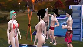 dragon ball hentai epi 45, milk madre y esposa pool party chaos... mothers swapped n fucked by sons!