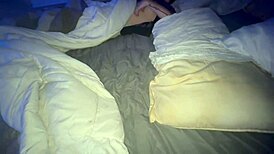 Stepmother dominates her stepson and gets him off while he is sleeping.
