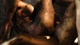 Alexis Fawx and Ana Foxxx in artsy lesbian body paint