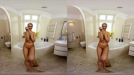 i'm nikky dream, your slut giving footjob and assfucking in bathroom with fishnets