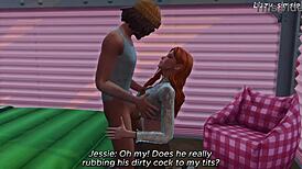 i'm an innocent redhead getting fucked by a big black cock on the street in this 3d sims animation