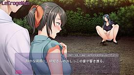 Hiroto overhears the wife's passionate moans through the wall, leading to an intense creampie in public anime style