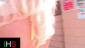 Watch this horny milf bend over for a monster cock pounding her wet pussy!