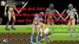 Cute blonde hentai girl gets wild with soldiers in intense battle gameplay