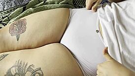 Close-Up POV of Latina Amateur Showing White Panties Marking Her Cute Pussy