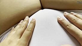 Close-Up POV of Latina Amateur Showing White Panties Marking Her Cute Pussy