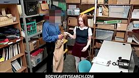 so, this redhead thief ella hughes got caught and hard punished after a striptease