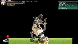 Cute blonde hentai girl gets wild with soldiers in intense battle gameplay