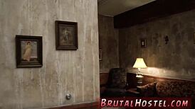 old mistress binds young tourist felicity feline in extreme domination play.