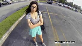 fucking a cute broke teen in glasses for quick cash deal
