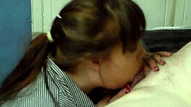 Asian girl giving a blowjob to her papi.