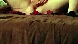 Wife takes on a 10-inch vibrator with her big ass shaking hard.