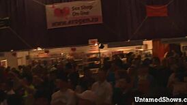 naughty brunette dances, ripping clothes in striptease