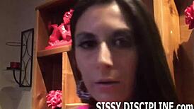 Femdom babe in lingerie dominates sissy with pov bdsm fetish play