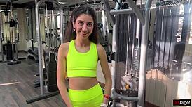 Trainer offers new exercises and fucks katty in the gym