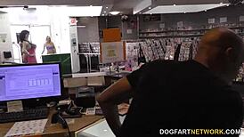 yo, petite riley star working black cock at gloryhole