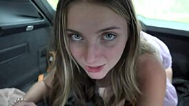I'm obsessed with cute Macy Meadow sucking and riding in car POV date