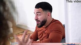 Geeky latina stepdaughter enjoys a wild study session with her horny stepdad late night