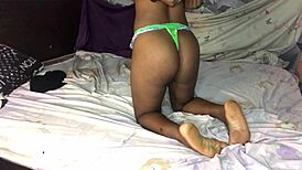 i fuck myself while my parent was out to work, licking tits and masturbating