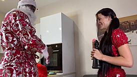 i dressed as santa and wished happy new year before putting on black cock