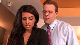 Exotic Brunette Babe Licks and Sucks Accountant's Cock
