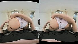 VR Japanese beauty Momoka Ogawa pistons hard to climax in black pantyhose