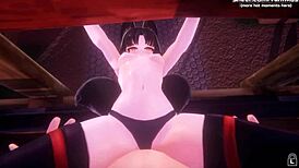 i watch this horny anime teen show her big ass and get an anal creampie during gameplay