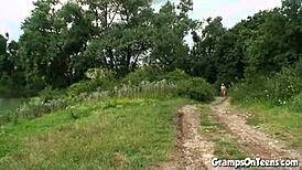 young teen sucks cock outside then rides