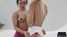 Petite Lesbian Asian And Latina Babes Chloe Rose And Lorena Hidalgo Model For Playboy