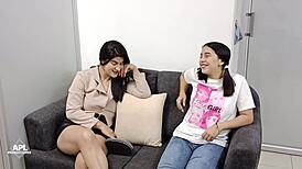 Milf lesbian eats her friend's hot wet pussy.