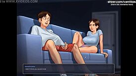 Hot blowjob and footjob on cam from sexy roommate l my sexiest gameplay moments l summertime saga v018 l part 2