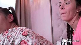 action threesome scene exposing pov with two slutty girls