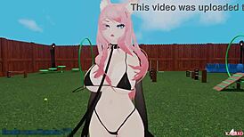 Catgirl trained by master moans and squirts