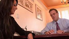 Exotic Brunette Babe Licks and Sucks Accountant's Cock