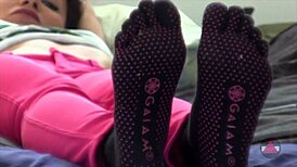 toe socks in jeans during bedroom masturbation session