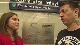 Russian girl gets cum on her fertile vagina from an American man she met on the street.