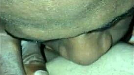 I fuck and lick the petite white girl's pussy in bed