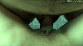 Feeling the intense pleasure as my wife gives me a hot creampie in missionary position close-up.