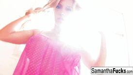 Samantha Saint in hot solo action, teasing and pleasuring herself.